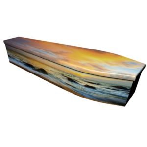 Seaside Sunset Printed Wooden Coffin