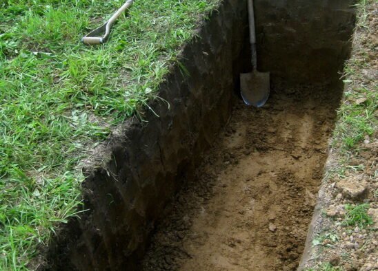 Grave hole for coffin